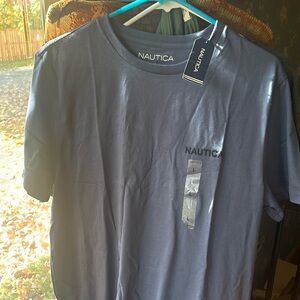 NAUTICAL MEN’S NWT, light navy blue tee/ for dress up or work / soft silky feel